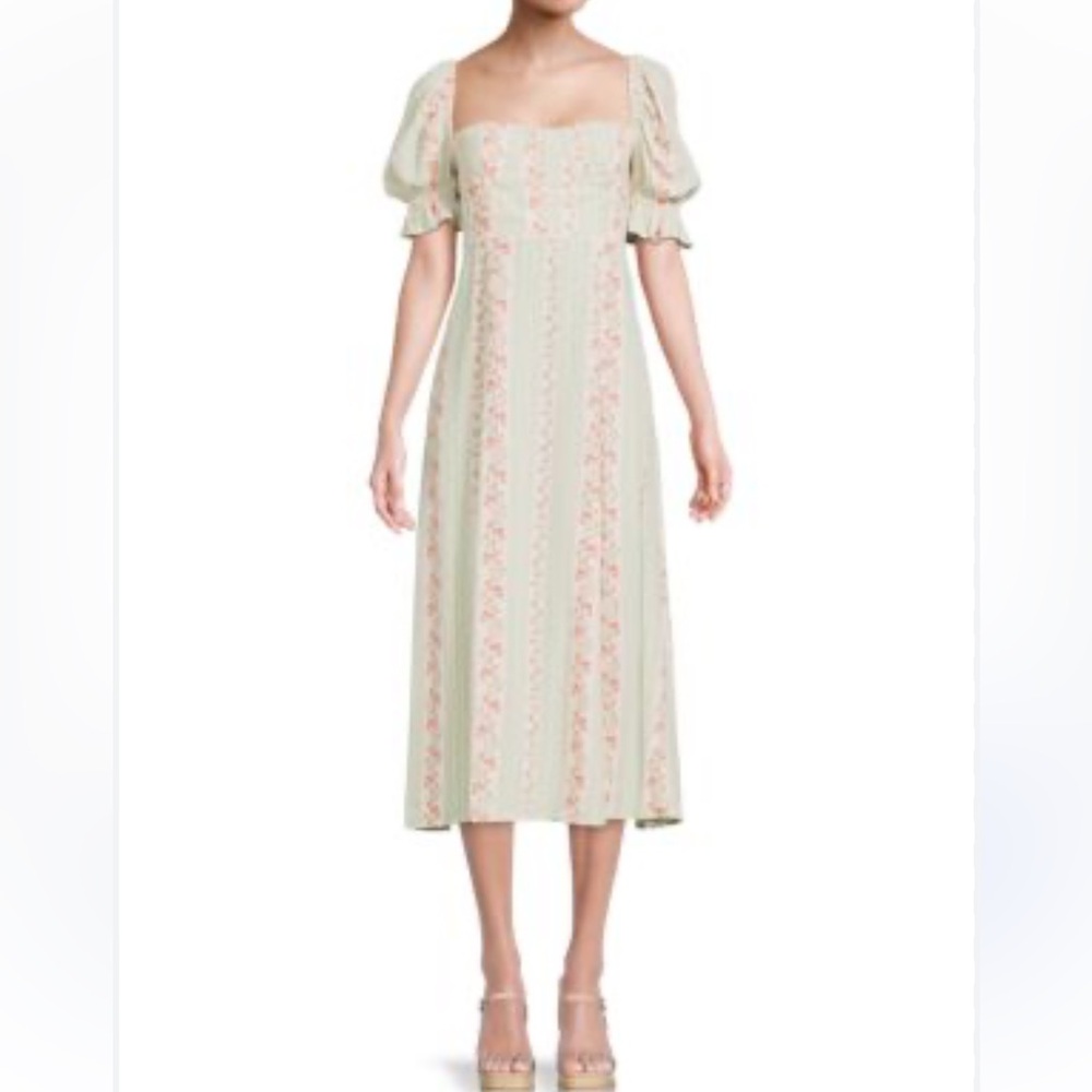 WeWoreWhat Mint Green Floral Midi Dress